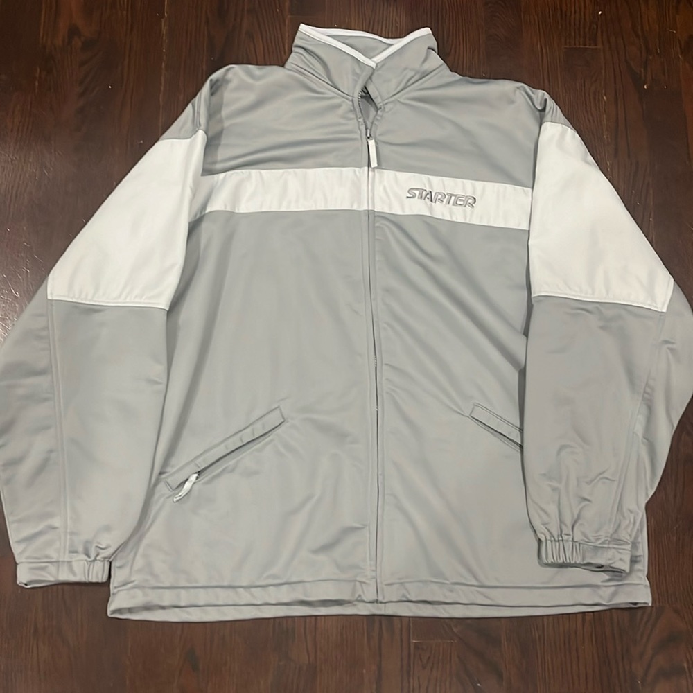 Grey/silver zip front jacket
